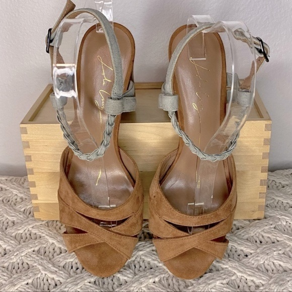 LOLA CRUZ Grey & Tan Suede Ankle Strap Heels - Picture 5 of 16